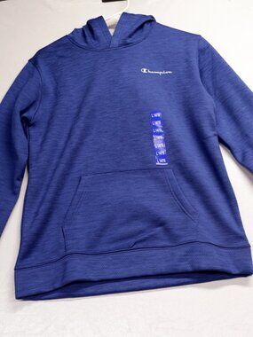 Champion Youth Hoodie Size L (14/16) – Blue Pullover Sweatshirt – Logo – Boys